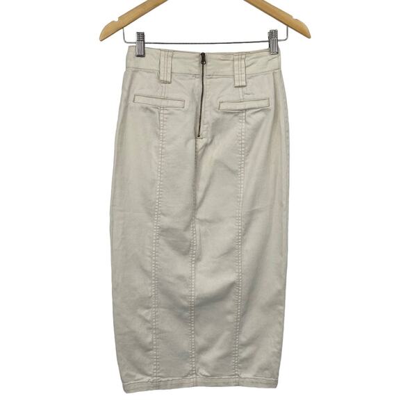 Holding Horses Denim Midi Skirt Side Slit Lace Up Corset Detail Off White Size 0 - Picture 3 of 9